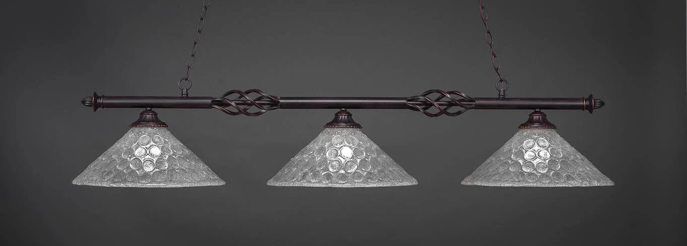 Toltec Lighting-863-DG-411-Elegante - Three Light Billiard Dark Granite Finish with Italian Bubble Glass EWC2_L7HHJ27