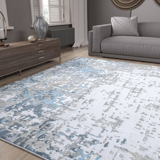 Alise Rugs Emory Contemporary Abstract Area Rug - Dark Blue - 7&10&& x 10&2&& XRF1_S1SYE11