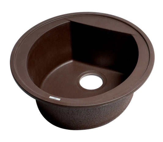 Alfi Brand AB2020DI-C Chocolate 20x22 Drop-In Round Granite Composite Kitchen Prep Sink ARG7_G3HXT09