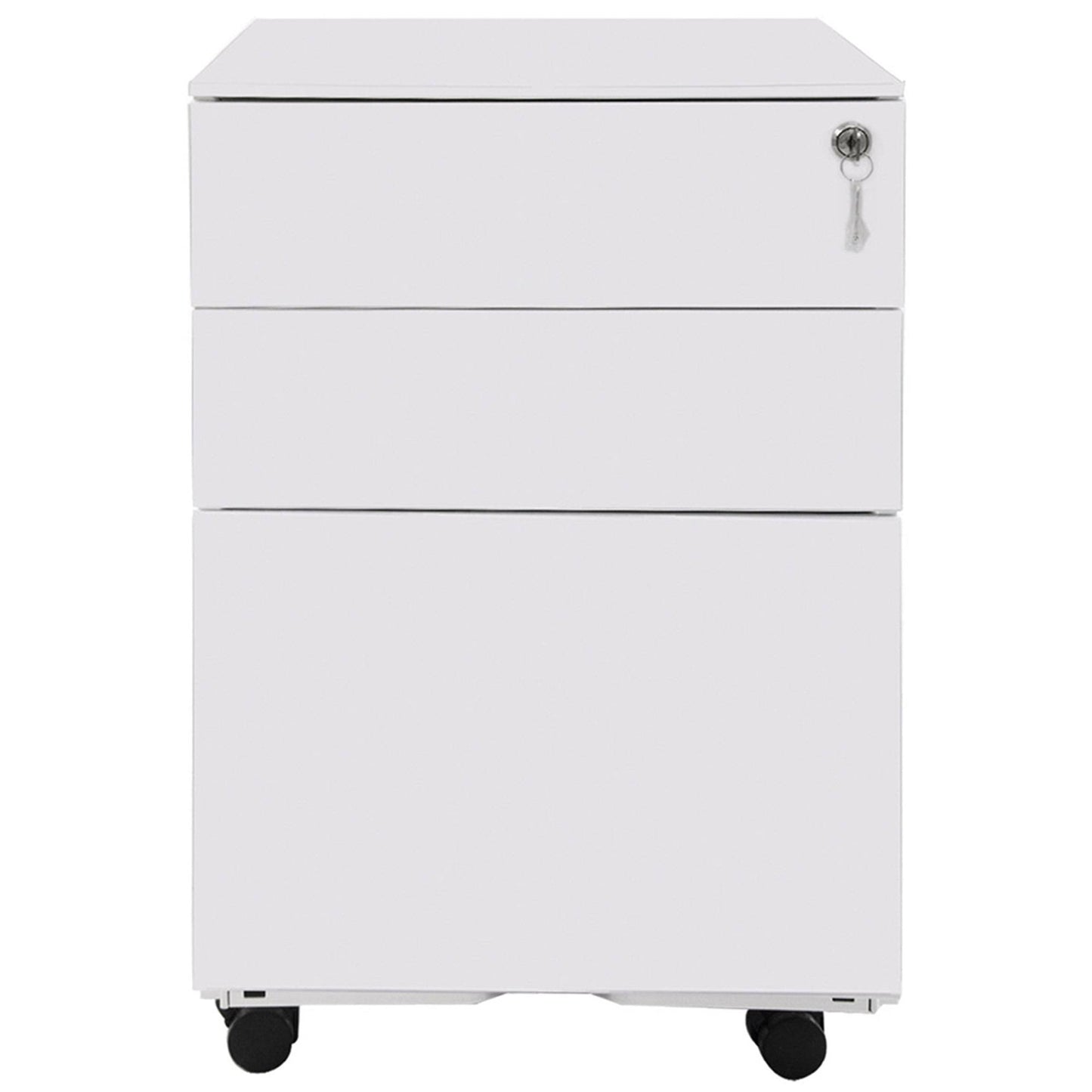 3 Drawers File Cabinet Mobile Metal Lockable File Cabinet Under Desk - White PFC2_L2QCD04