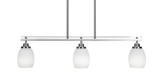 Toltec Lighting 2636-bn-4021 Odyssey 3 Island Light shown in Brushed Nickel Finish with 5 White Matrix Glass AJE9_C8KCT40