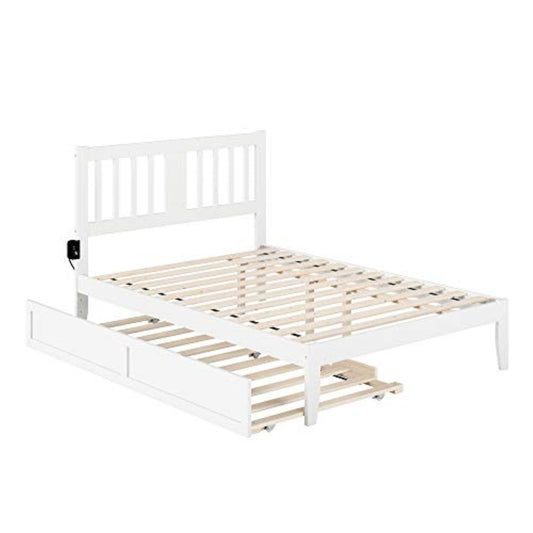 Atlantic Furniture Tahoe Full Bed with USB Turbo Charger and Twin Trundle in White OLY9_Z3IFZ28