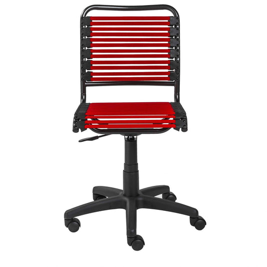 18.12x22 x 24x22 x 37.21x22 Red Flat Bungie Cords Low Back Office Chair with Graphite Black Frame and Base MYU1_M5HLW35