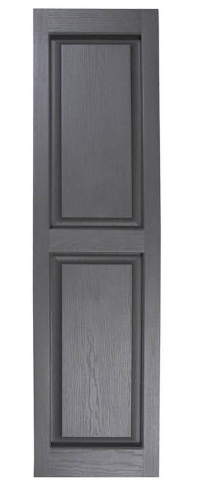 Alpha 2-Pack 14.5-in W x 42.5-in H Gray Raised Panel Vinyl Exterior Shutters | VBLR43GY AUN6_M4IIV86