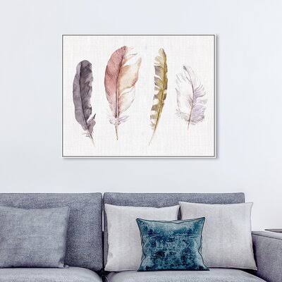 Simple Feather Collection by Unknown - Graphic Art Print on Canvas Dakota Fields Format: White Framed Canvas, Size: 36x22 H x 45 JYW2_K0JWP79