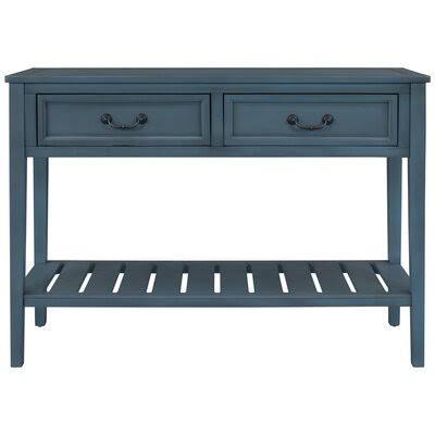 39 Modern Console Table Sofa Table for Living Room with 2 Drawers and 1 Shelf,Navy Rosecliff Heights Color: Navy MNM5_X6RQG32