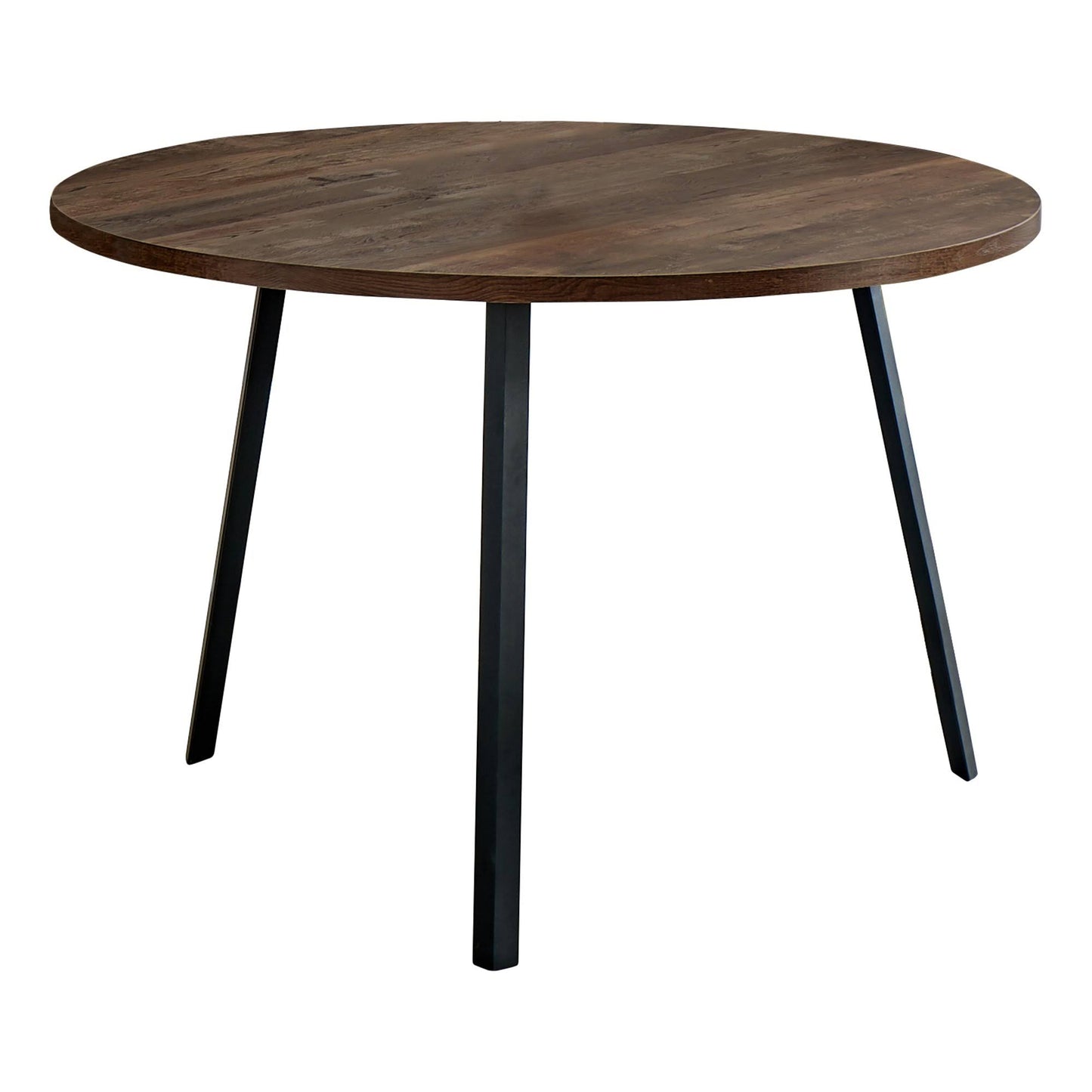 48x22 Round Dining Room Table with Brown Reclaimed Wood and Black Metal WVG4_W0NHV16