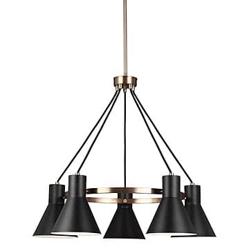 Alton 5-Light Shaded Wagon Wheel Chandelier Finish: Satin Bronze ZMU2_N2RQO80