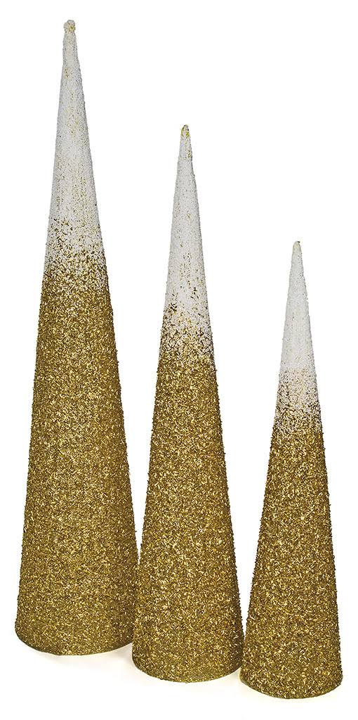 72 in. Ombre Cone Tree with Glitter  Beads Gold  White SU1258801 EGT7_R0FMU28