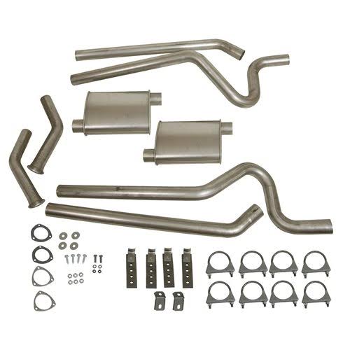 1964-1973 Ford Mustang Summit Racing Stainless Header-Back Dual Exhaust System Kit - 2.5 inch, Header-Back | SUM-680111-SS MUB1_F3WNZ82