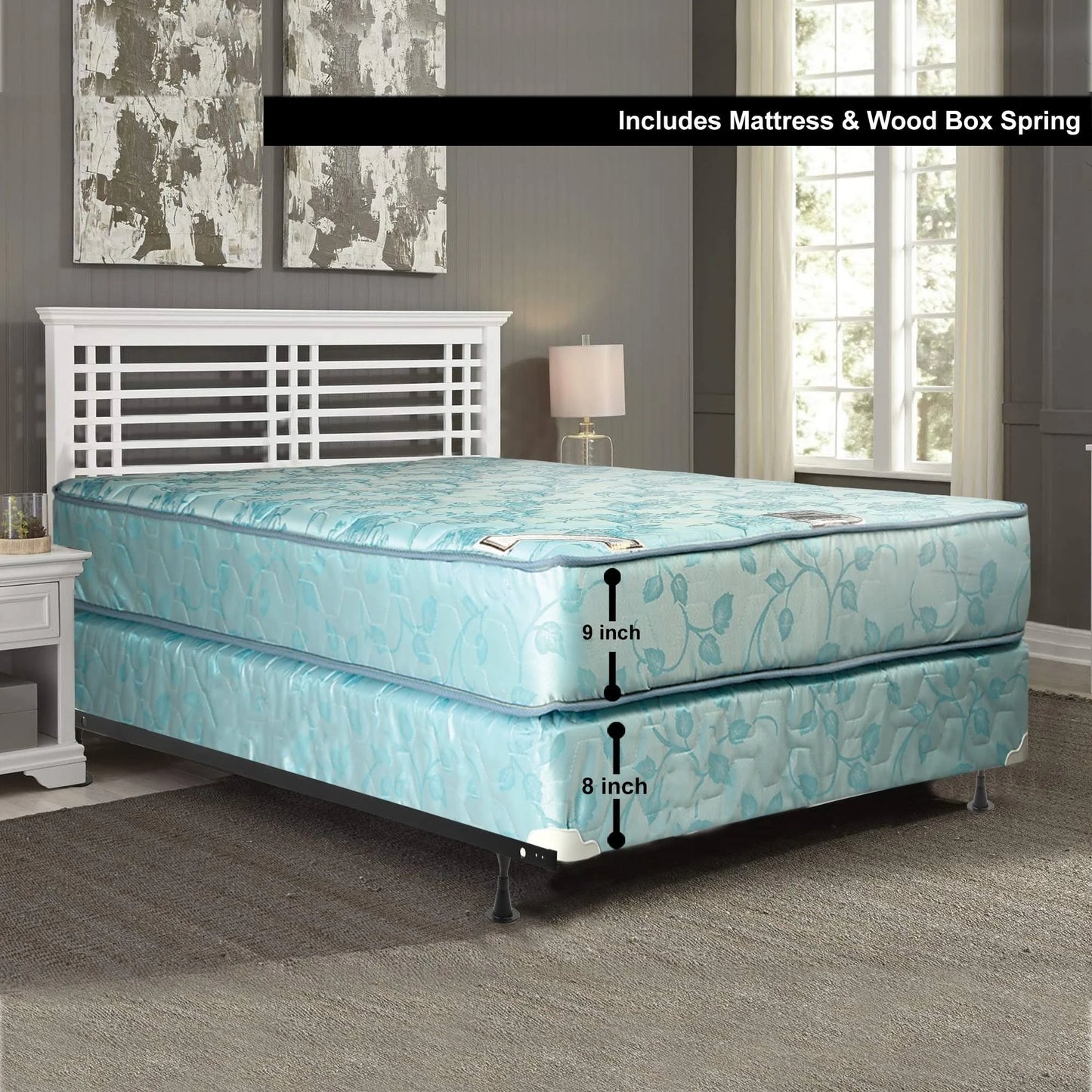 9-Inch Medium Firm Innerspring Mattress and Box Spring Set - Twin XL - Regular Profile BEY0_E1URM36