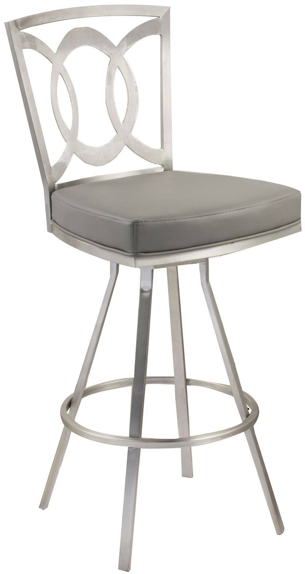 Armen Living Drake Gray and Stainless Steel 26x22 Contemporary Swivel Barstool HNH8_O4DTL06