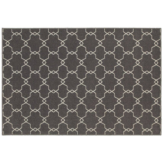 StyleHaven Longview Geometric Trellis Indoor Outdoor Rug, Grey, 6.5X9.5 ft XLN7_V0XVK91