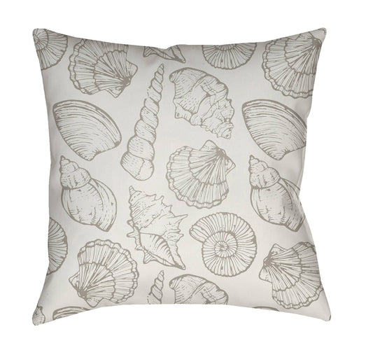 18x22 Ivory and Brown Cluster of Seashells Printed Square Throw Pillow Cover - 33437057 LGR6_Y6UUC86