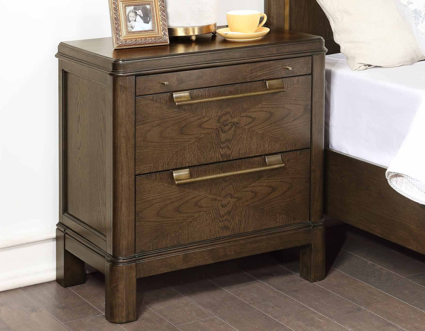 Walnut Milan 2-Drawer Nightstand Steve Silver Furniture Nightstands 2 Drawers KEM9_X7YWX98