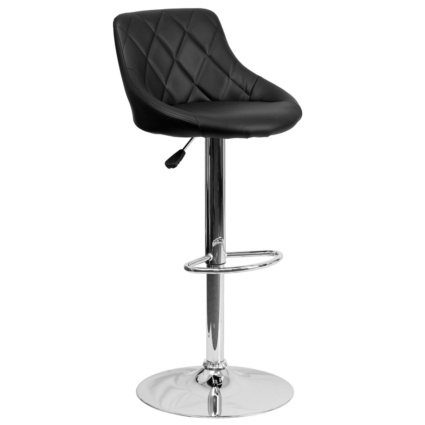 41.75x22 Black Adjustable Height Bucket Seat Barstool with Diamond Pattern Back WOK6_M2QQU45