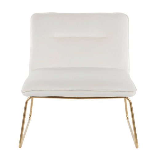 Silver Orchid Kerby Accent Chair in Velvet  Gold - Cream YEN2_D5FQC46