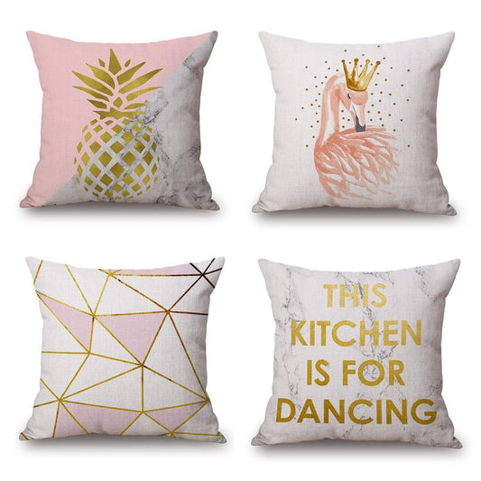 Sufam Set of 4 Pillow Cases Pineapple Geometric Pattern Flamingo Pink Summer Throw Pillowcase Cover Cushion Case Home Decor 20x2 QZF9_N1JYY37