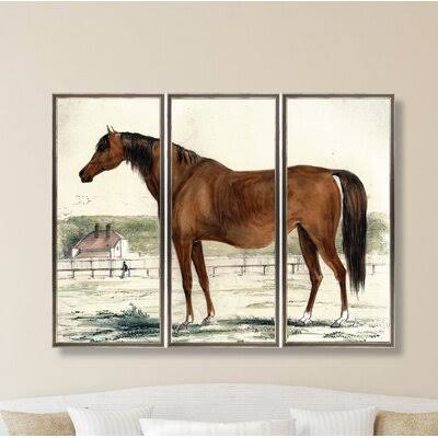 Antique Triptych Horse Framed Print Multi-Piece Image Gracie Oaks CHA1_Z7EAS06