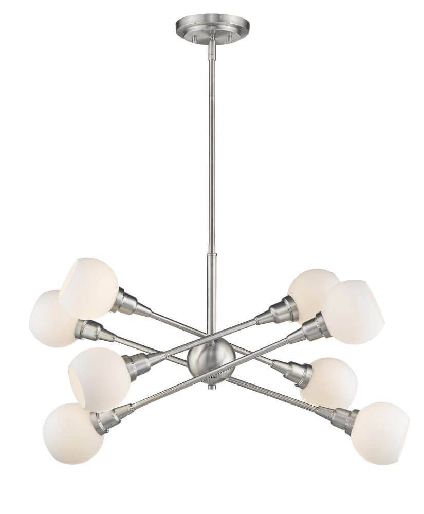 8 Light 32 inch Pendant in Brushed Nickel with Matte Opal Shade 226693 DLS2_V8BBG62