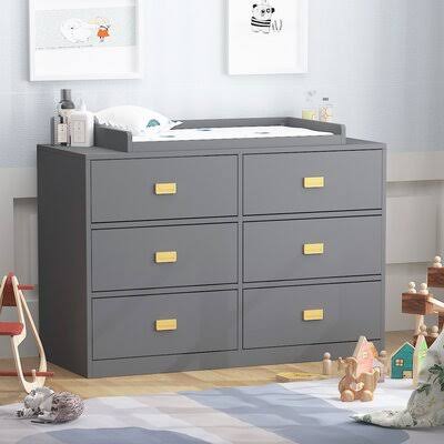 6 Drawer Grey Changing Dresser Latitude Run BSD2_P3HIJ64