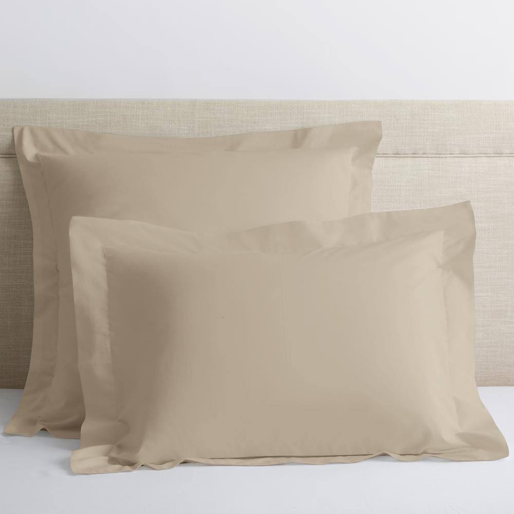 The Company Store Organic Oat Solid 300-Thread Count Cotton Percale Standard Sham, Brown SZM5_S4XEV04