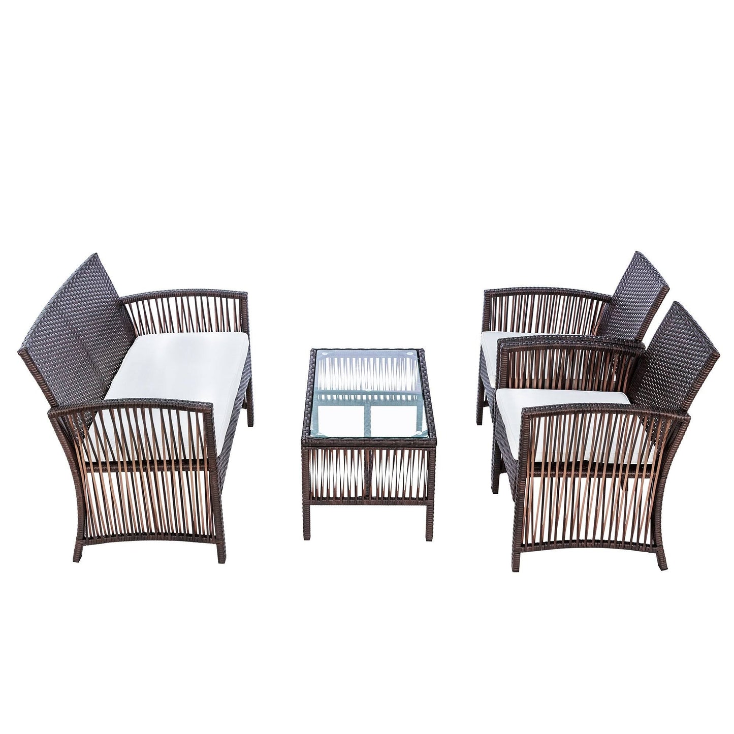 4 Pieces Outdoor Patio Wicker Chair Set - Brown ZVO8_I9MTN13