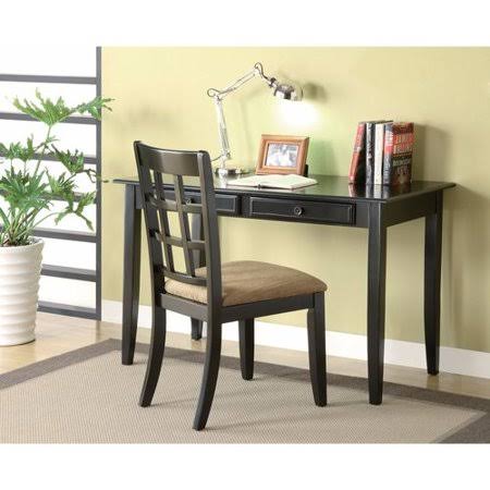 Winston Porter Keeton Wooden 2 Piece Desk Set, Black PLL1_I7RBS80