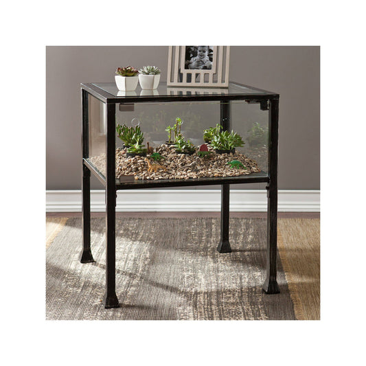 Southern Enterprises Henshaw Terrarium Side Table, Black, Furniture XZE2_A9MCC98