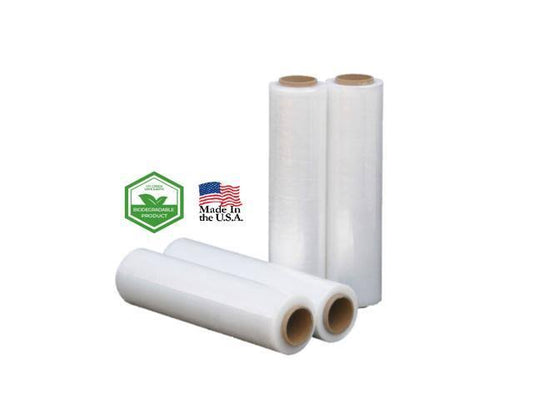 18x22 in. x 1500 ft 80 Gauge Cast Hand Stretch Shrink Wrap, Biodegradable Heavy Duty Plastic Film, Clear, 16 Rolls MMU0_P3EBG96