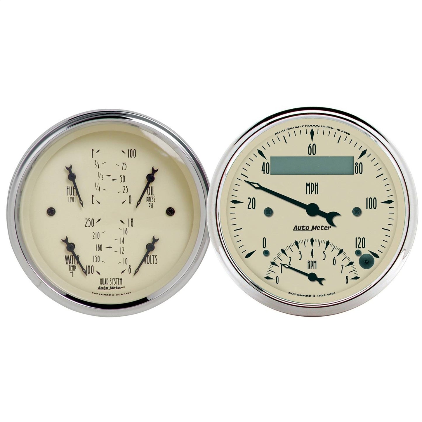 Autometer 1820 Antique Beige Quad Gauge/Tach/Speedo Kit RWL7_U1LTK06