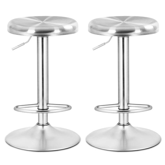 Swivel Bar Stools Adjustable Pub Chairs Brushed Stainless Steel - Set of 2 HOF4_A1RXI35