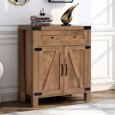 U_STYLE Rustic Console Table with Drawer and Storage for Entryway, Hallway, and Living Room, Antique Gray Gracie Oaks Color: Bla EOR7_O2LRA29