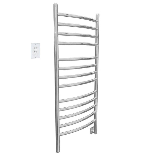 Ancona Svelte Rounded 13-Bar Hardwired Electric Towel Warmer in Polished Stainless Steel with Wall Countdown Timer JHI1_L9RGD19