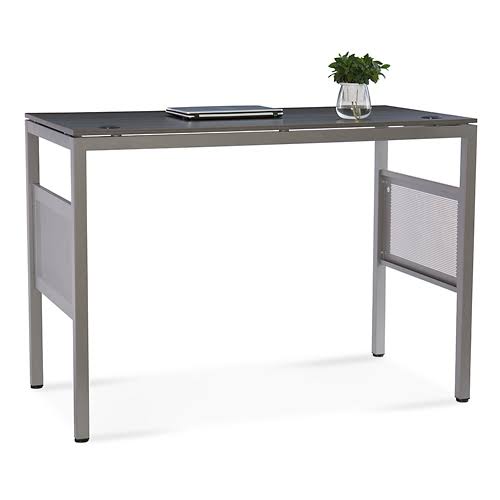 at Work Standing Height Desk 60x22W x 30x22D Warm Ash Laminate/Brushed Nickel Painted Steel Frame EDS4_N0FQW45