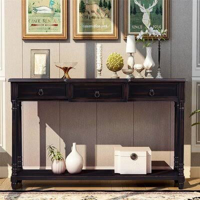 Antique Navy Console Table Sofa Table Rosecliff Heights Table Base Color: Espresso, Table Top Color: Espresso UOV2_U0FXP06