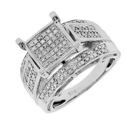 Sterling Silver 1/3ct TDW Square-Set Paved Diamond Ring - White G-H - White G-H (Size: 9 - White), Womens OXJ1_Q9MEJ90