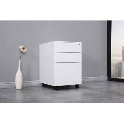 3-Drawer Mobile Vertical Filing Cabinet Inbox Zero Color: White VAO6_C7UTS83