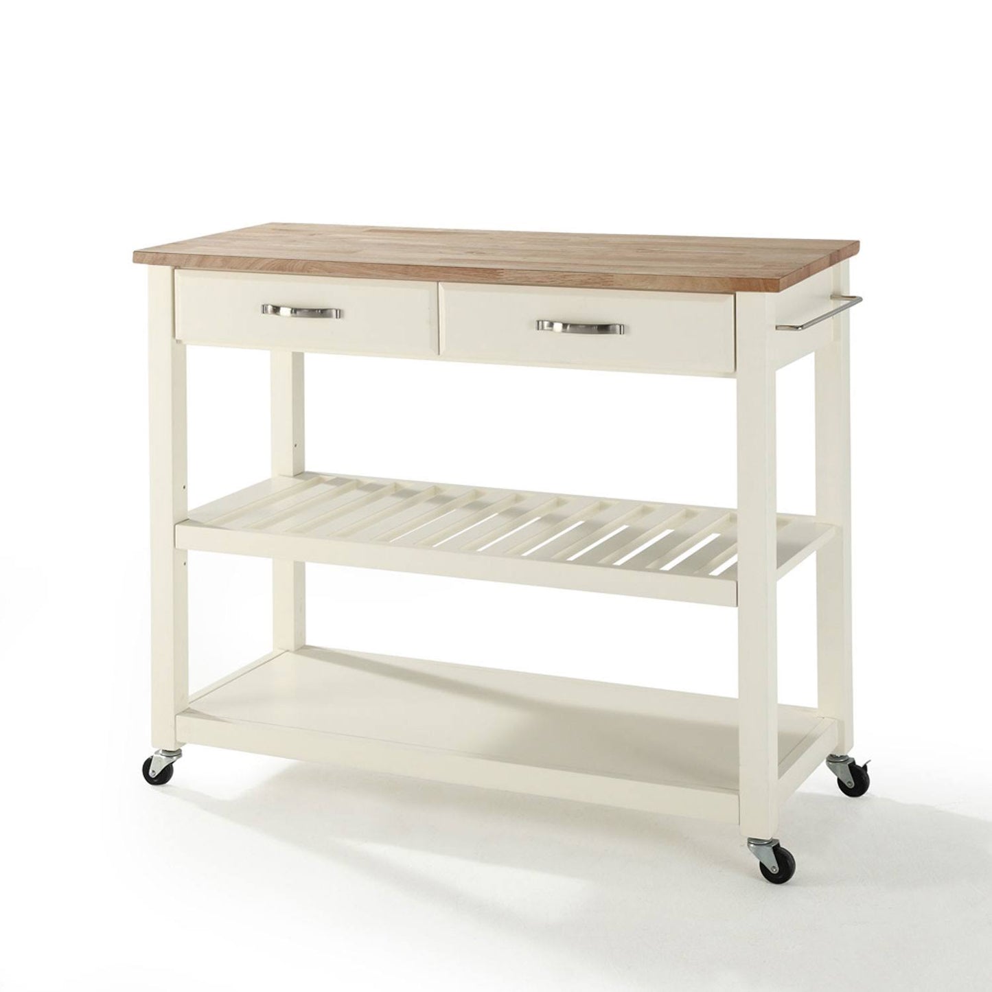 251 First Grace Natural Wood Top Kitchen Cart/Island in White Finish SYG4_S7UVE96