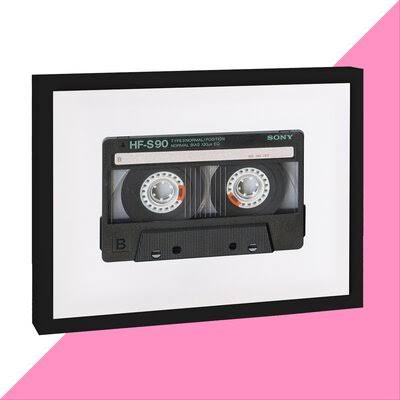 &Casette Tape& Framed Graphic Art Print on Canvas Hashtag Home Size: 25.75x22 H x 37.75x22 W x 1.75x22 D, Format: Black Framed DYV2_N3PCZ92