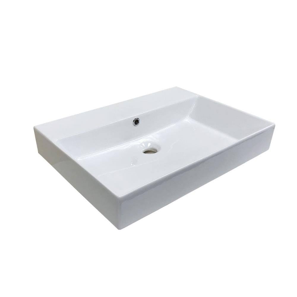 WS Bath Collections Energy 60.00 White Ceramic Rectangular Wall Mount Bathroom Sink with Overflow Sink Finish: Gloss White, Fauc ILV5_U0XFB22