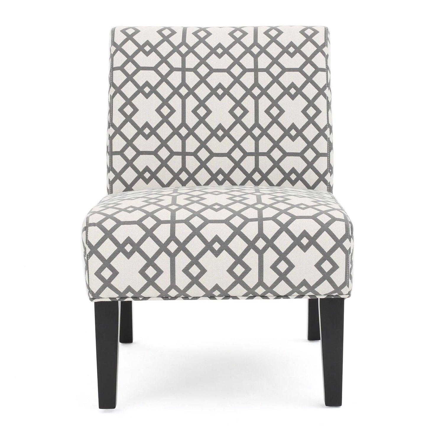 32x22 Gray and Black Geometric Armless Accent Chair RRL0_U3QXE50