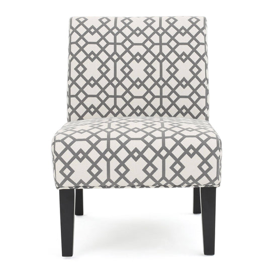 32x22 Gray and Black Geometric Armless Accent Chair RRL0_U3QXE50