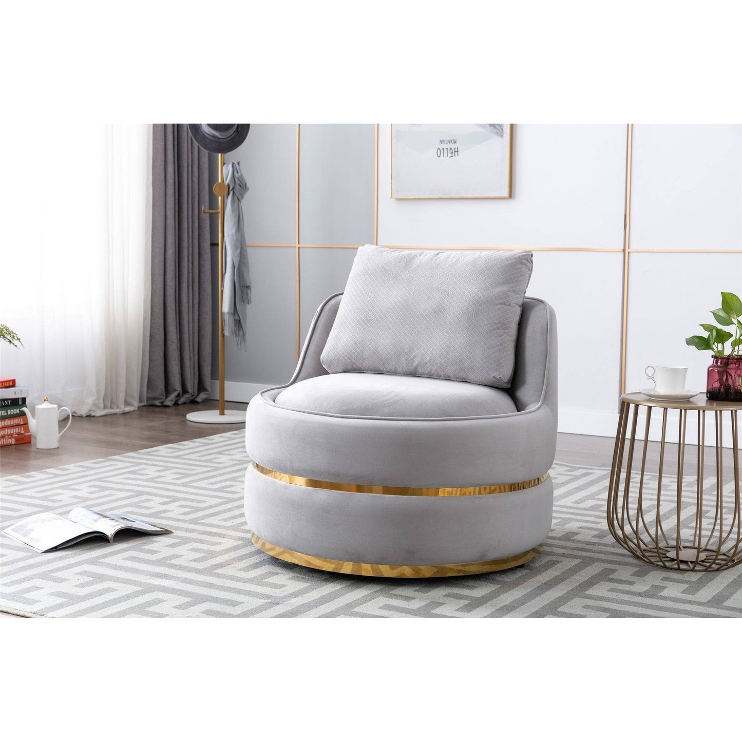 Swivel Accent Chair Barrel Chair/ Modern Leisure Chair Gray - Grey YRO7_T9MYG70