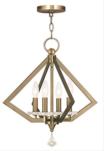 World of Crystal Chandeliers 4 Light with Antique Brass Finish 18in 240 Watts - World of Crsytal WC97124 KSQ6_G6UCL89