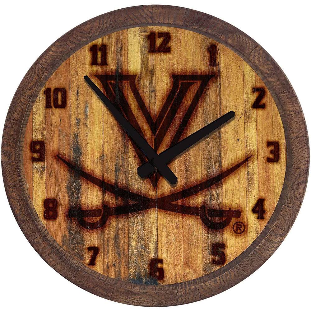 Virginia Cavaliers: Branded Faux Barrel Top Wall Clock, Size: 1.5 QPU0_Z5UMW57