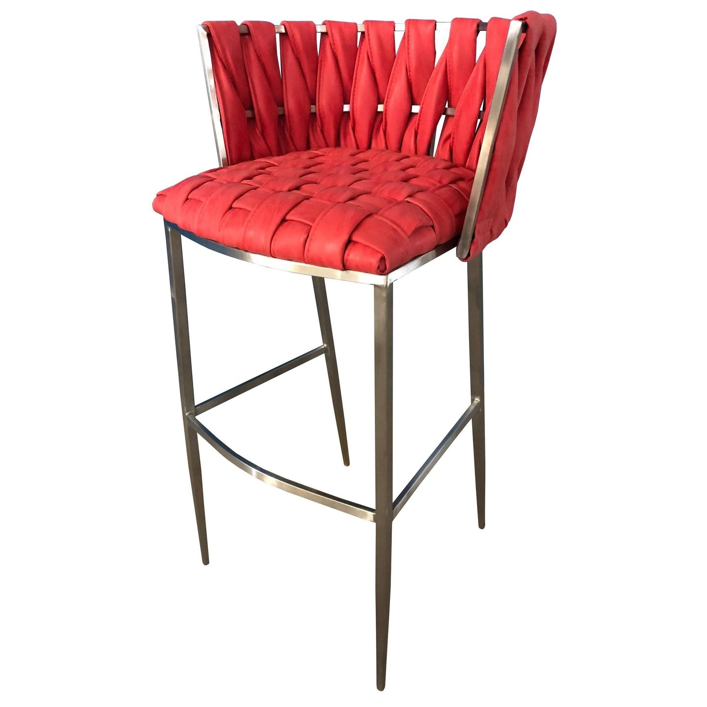 Tobias Designs Barcelona 35x22 Stainless Steel Extra Tall Bar Stool in Ruby Red KMX6_N3BAR77