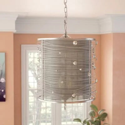 Willa Arlo Interiors Hermione 3-Light Drum Pendant; Silver RZG4_V1LRI24