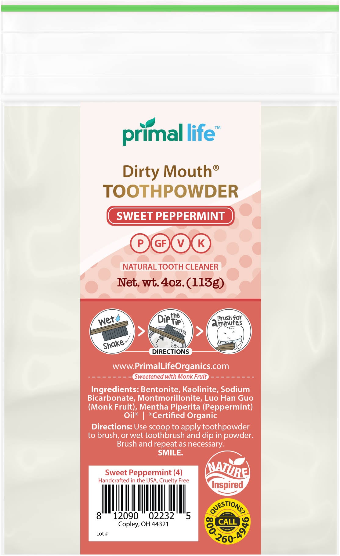 Toothpowder Sweet Peppermint / 4 oz./Refill/Family | Primal Life Organics TLQ9_P8NBZ93