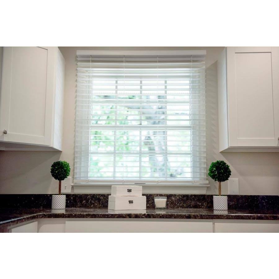 Wave Contour 2-in Slat Width 28-in x 54-in Cordless Soft White Faux Wood Room Darkening Plantation Blinds | WC23054W-B EZA2_X6LSN00